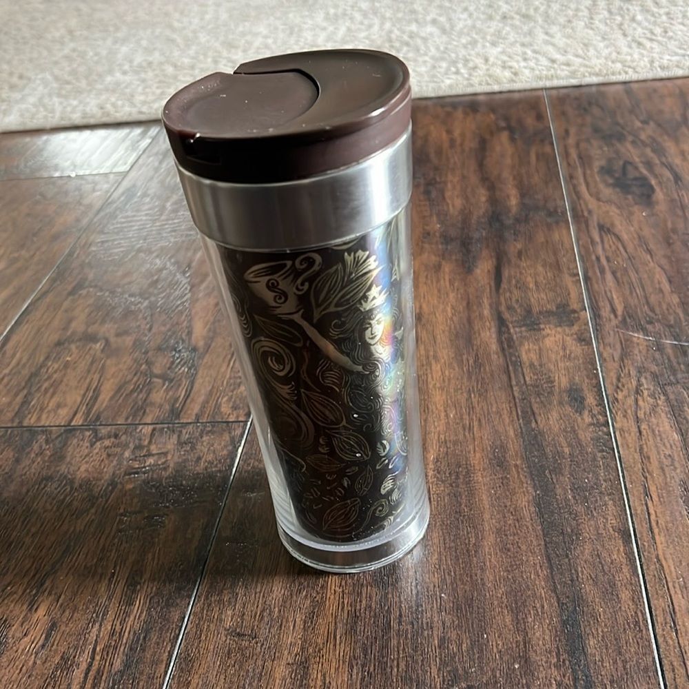 Starbucks 2007 16 oz. Brown Cold Cup Tumbler Naked Siren GUC clean and enjoy
